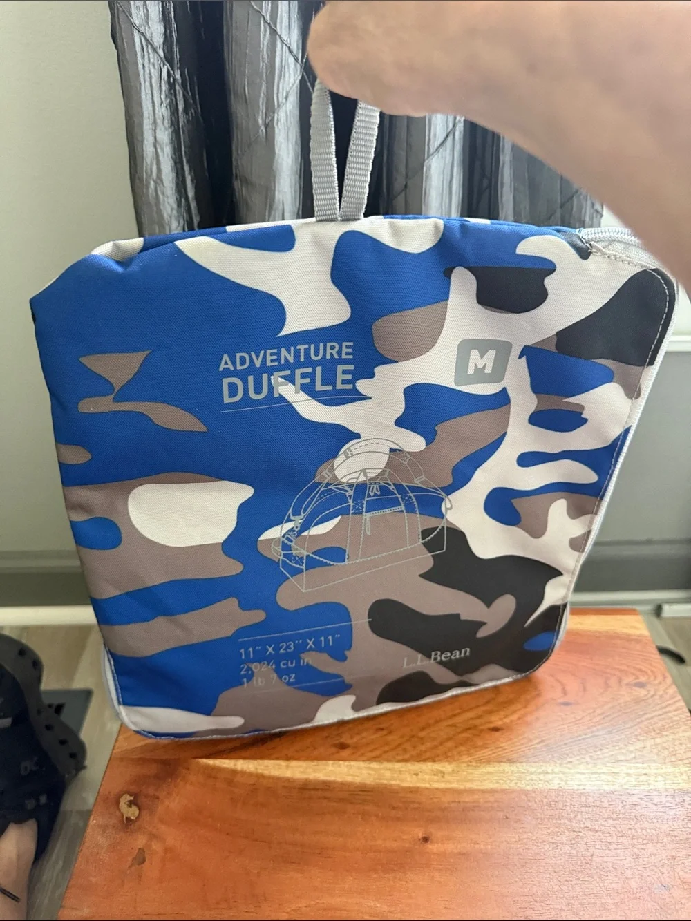 L.L. Bean Men's Adventure Duffle in Blue, Gray and Brown Camo